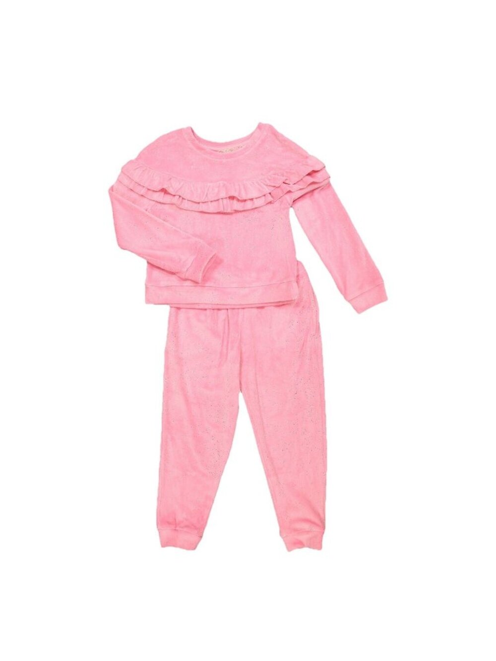 BTWEEN Girls Pink Velour Velvet Glittered 2 Piece Outfit Set CUTE Top & Pants 5